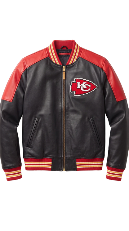 Kansas City Chiefs leather varsity jacket front