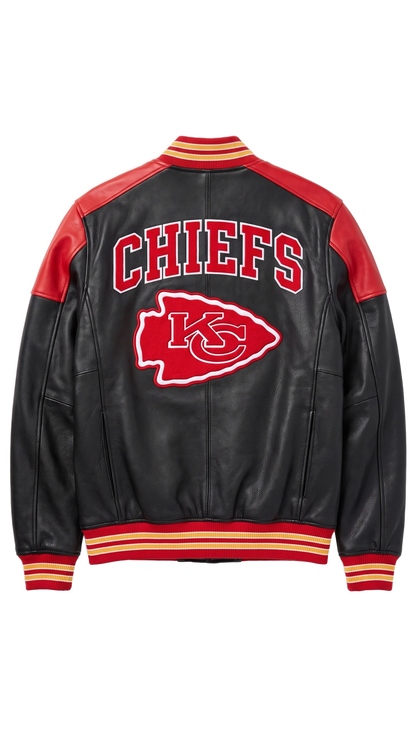 Kansas City Chiefs leather varsity jacket back