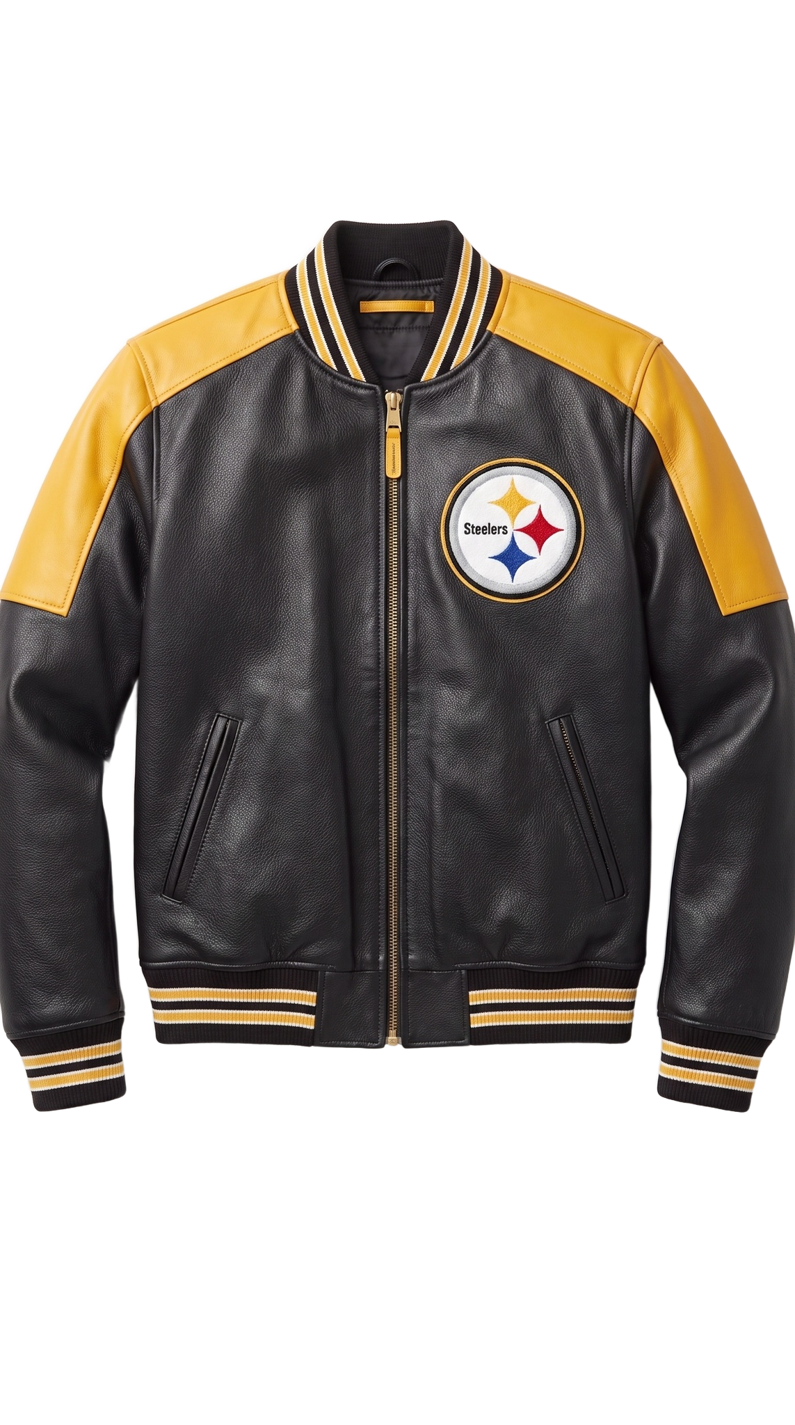 Pittsburgh Steelers leather varsity jacket front
