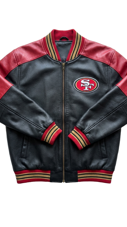 San Francisco 49ers leather varsity jacket front