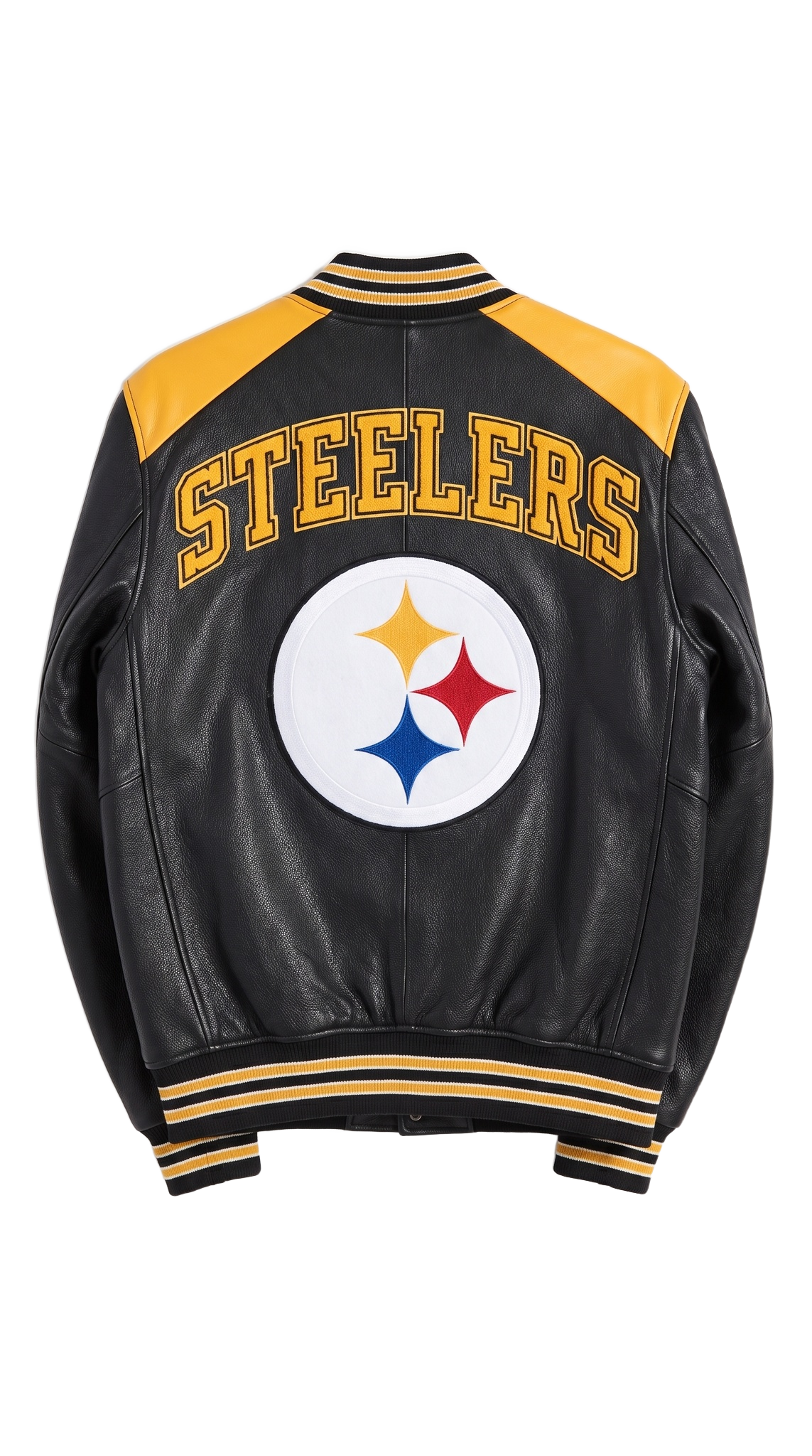 Pittsburgh Steelers leather varsity jacket back