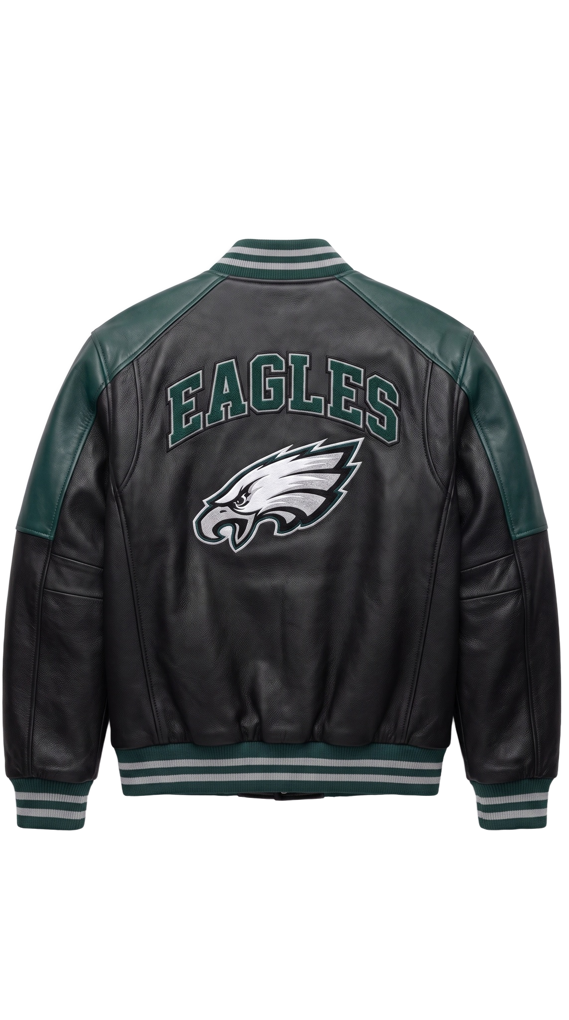 Philadelphia Eagles leather varsity jacket back