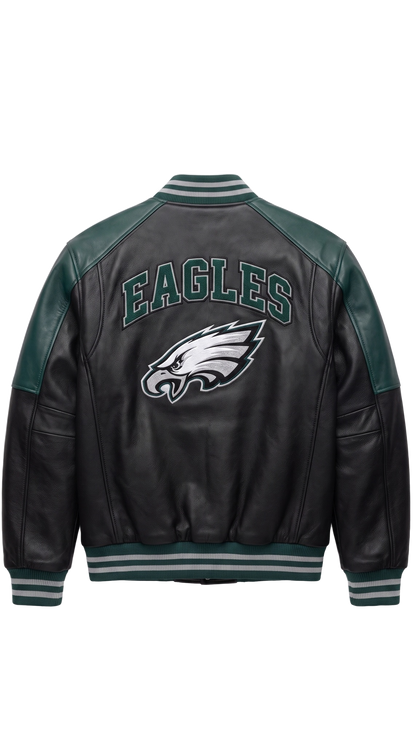 Philadelphia Eagles leather varsity jacket back