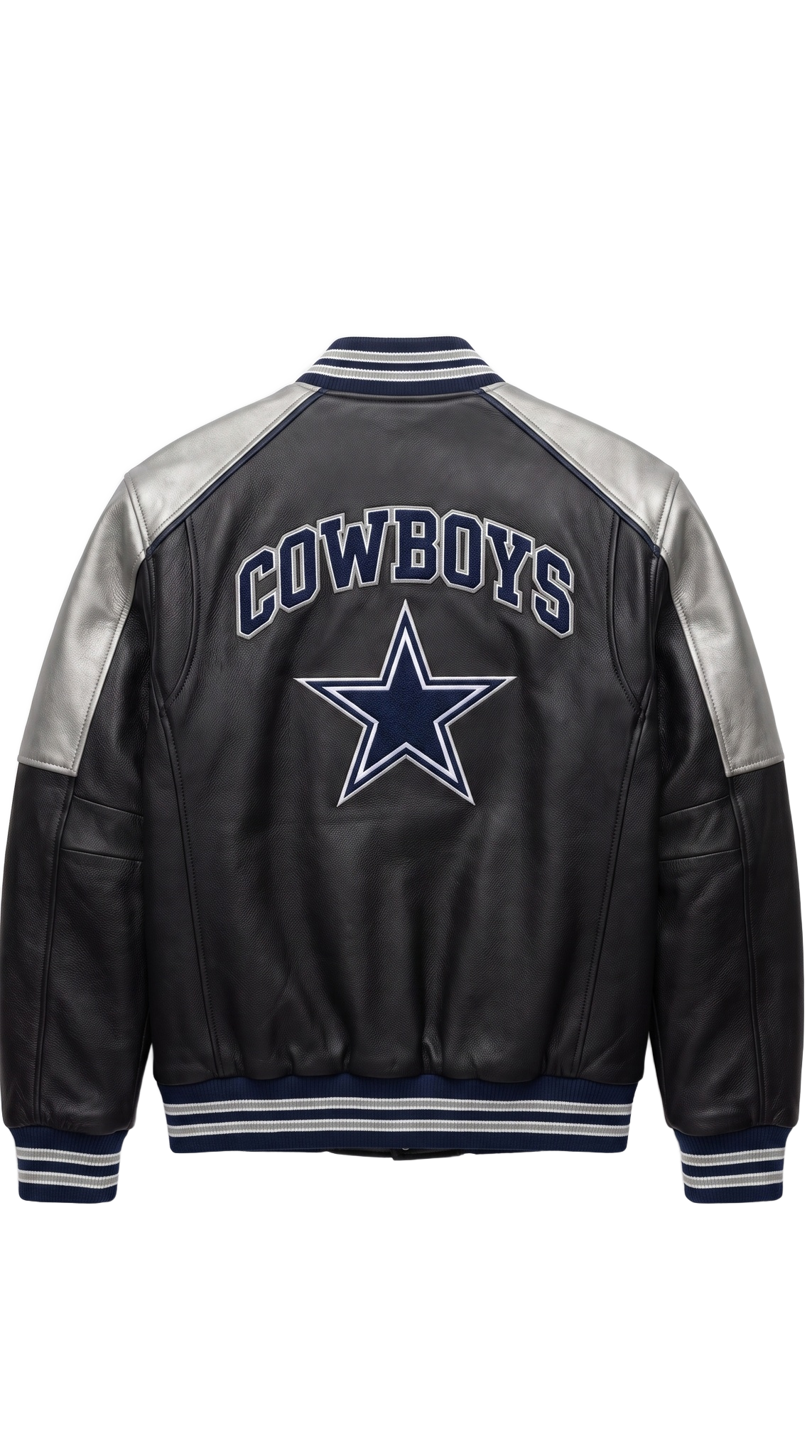 Dallas Cowboys leather varsity jacket back