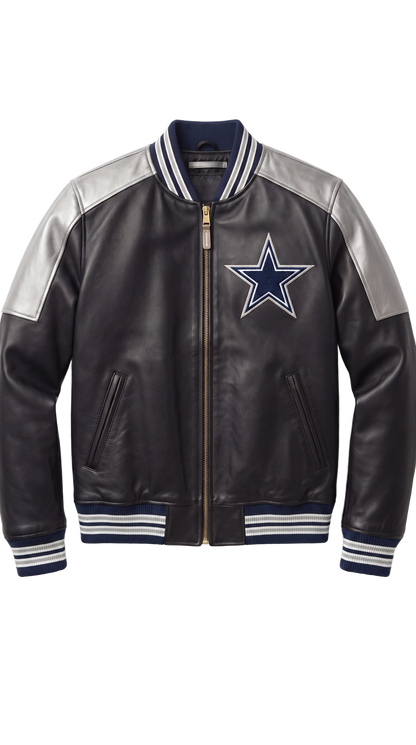 Dallas Cowboys leather varsity jacket front