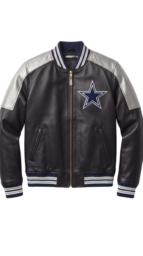Dallas Cowboys leather varsity jacket front